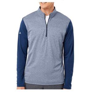 adidas Men's Heather Block Print Quarter-Zip Pullover, XL